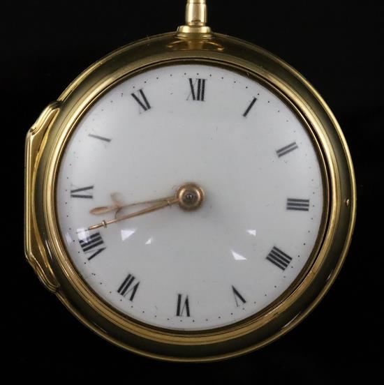 Richard Clarke, Cheapside, a George III gold pair-cased keywind cylinder pocket watch, No. 389,